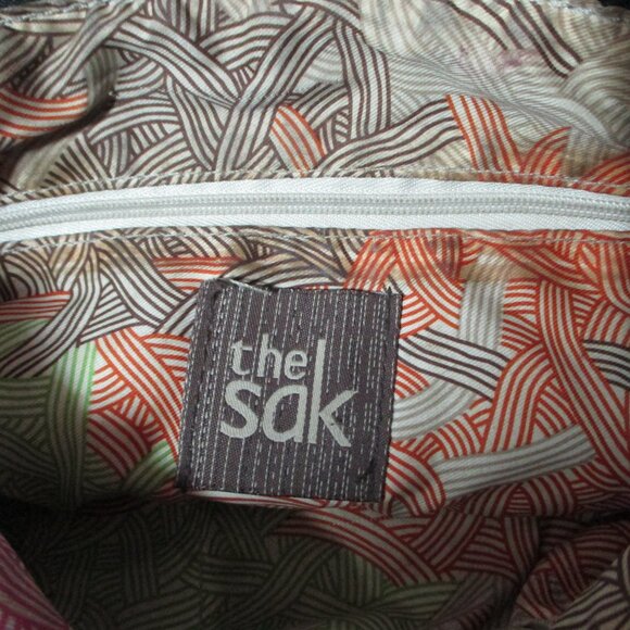 The Sak Light Tan or Cream and Brown Crossbody Leather Purse with Pockets - Picture 6 of 11